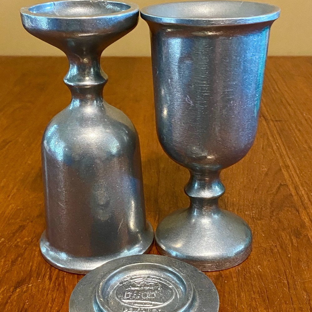 2 Vintage Pewtarex Pewter Chalice Goblet Renfaire Renaissance Medieval 1 Lid ￼